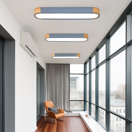 plafonnier led dimmable en bois pour divers espaces - vue 7 sur 15