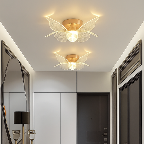plafonnier led doré style nordique acrylique décoratif éclairage - vue 6 sur 10