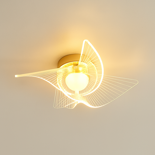 plafonnier led doré style nordique acrylique décoratif éclairage - vue 7 sur 10