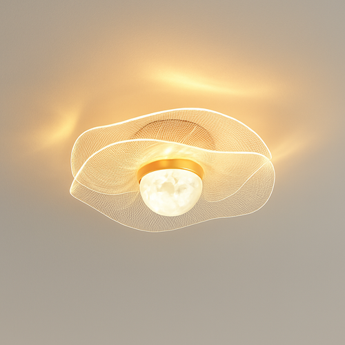 plafonnier led doré style nordique acrylique décoratif éclairage - vue 8 sur 10