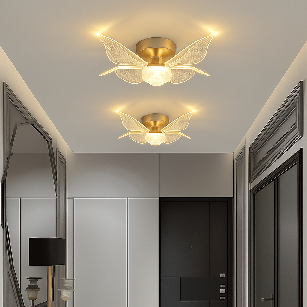 plafonnier led doré style nordique moderne en acrylique - vue 5 sur 10