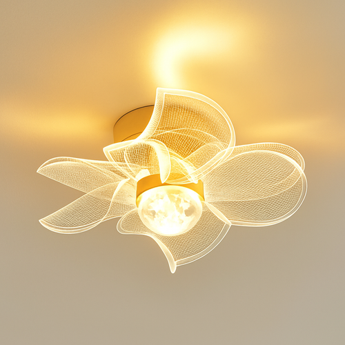 plafonnier led doré style nordique moderne en acrylique - vue 10 sur 10