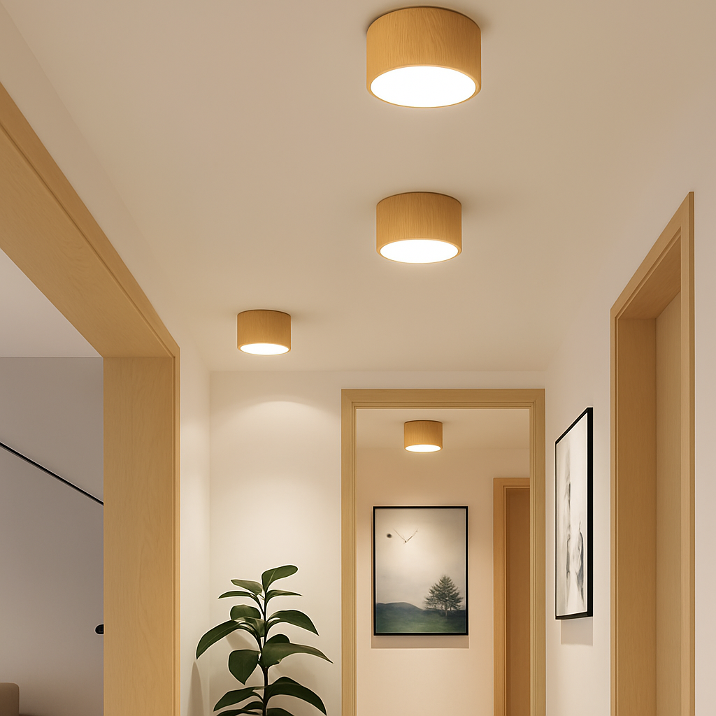 plafonnier led en bois design nordique suspendu pour intérieur moderne - vue 4 sur 9