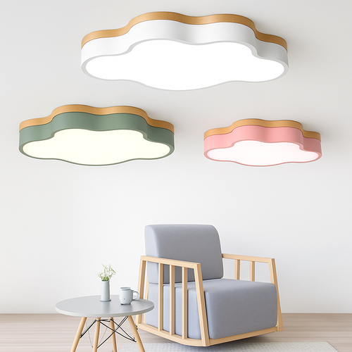 Plafonnier LED en bois nuage Botimi - vue 3 sur 8
