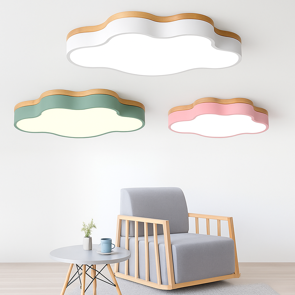 Plafonnier LED en bois nuage Botimi - vue 7 sur 8