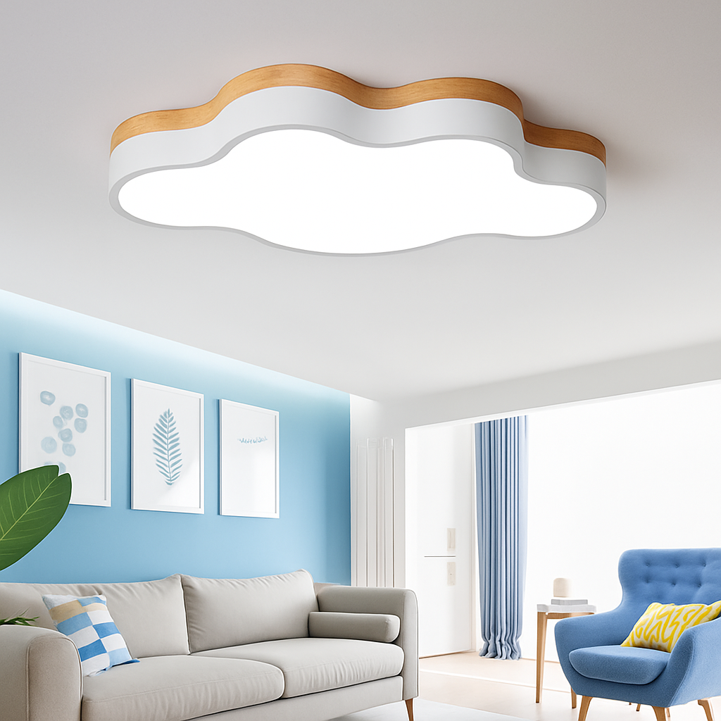 Plafonnier LED en bois nuage Botimi - vue 8 sur 8