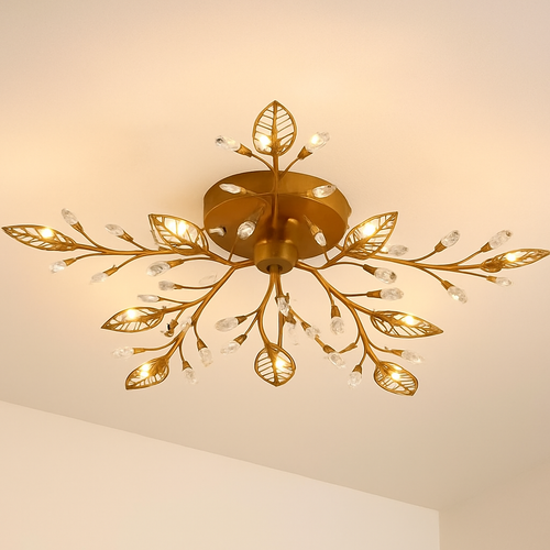 Plafonnier LED en cristal en forme de fleurs et feuilles - vue 3 sur 7