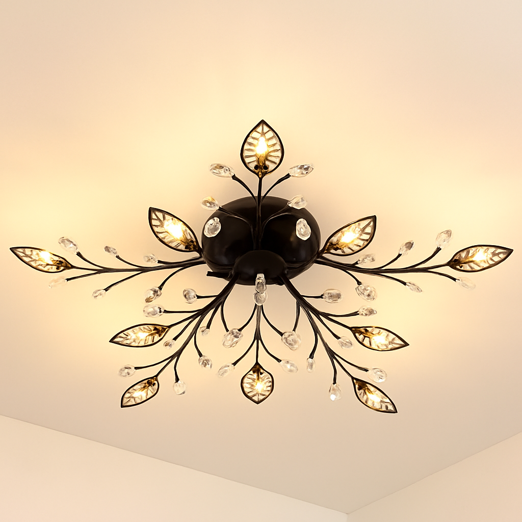 Plafonnier LED en cristal en forme de fleurs et feuilles - vue 4 sur 7