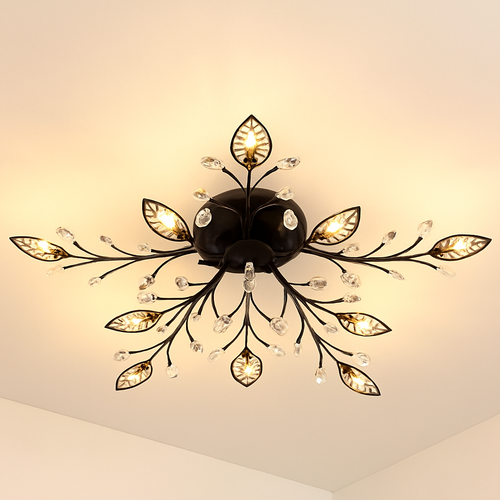 Plafonnier LED en cristal en forme de fleurs et feuilles - vue 4 sur 7