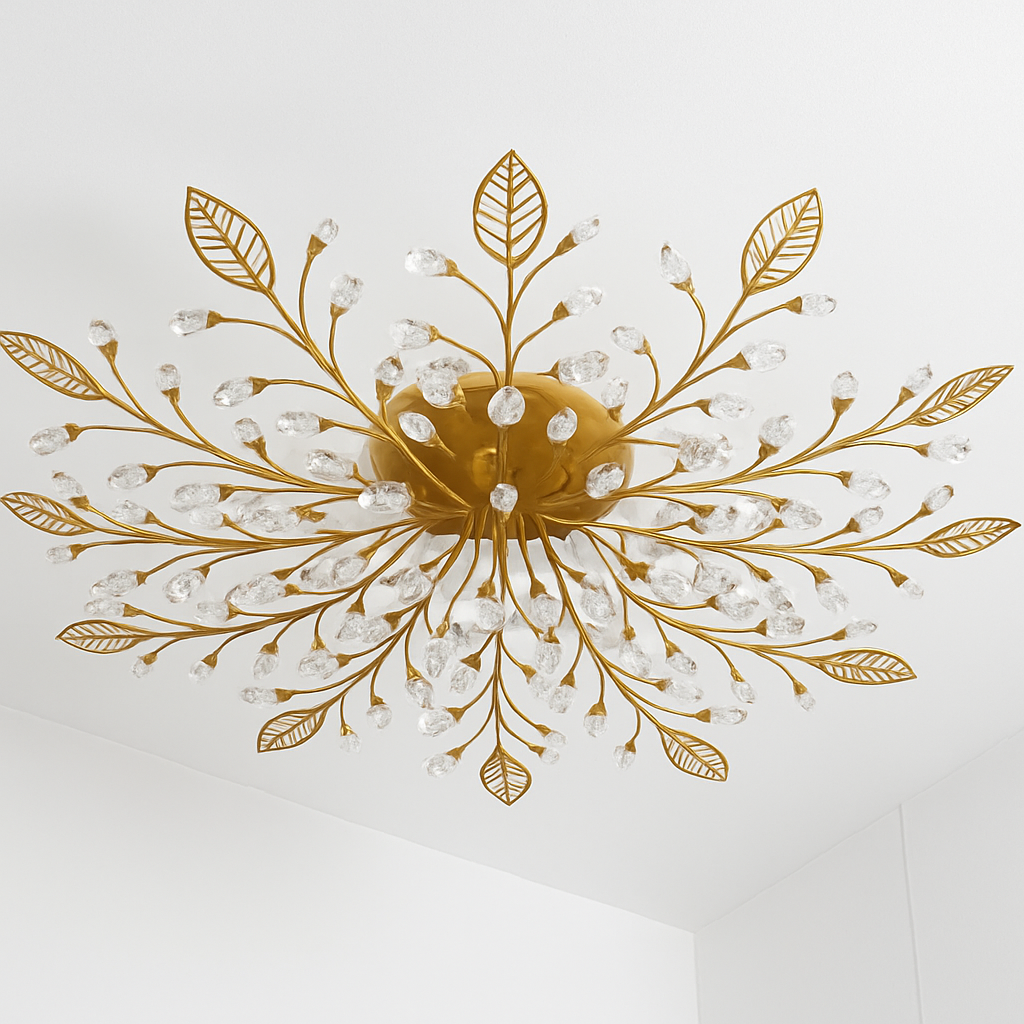 Plafonnier LED en cristal en forme de fleurs et feuilles - vue 5 sur 7