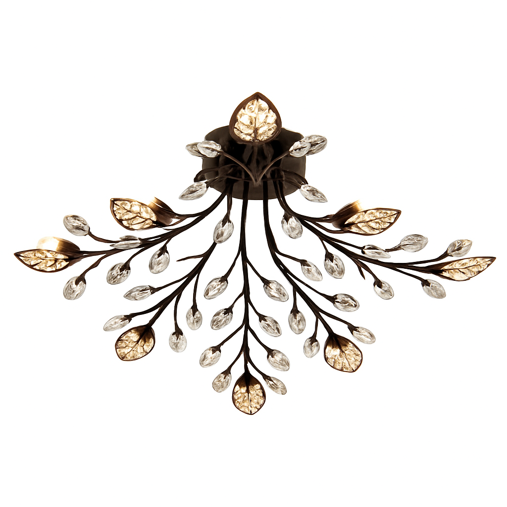 Plafonnier LED en cristal en forme de fleurs et feuilles - vue 7 sur 7
