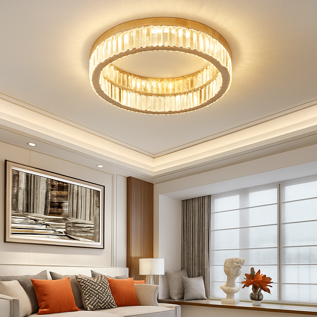 plafonnier led en cristal italien design haut de gamme pour décoration intérieure - vue 5 sur 8