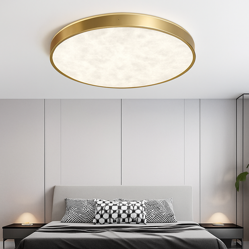 plafonnier led en marbre fin design simple et moderne en cuivre brossé - vue 2 sur 11