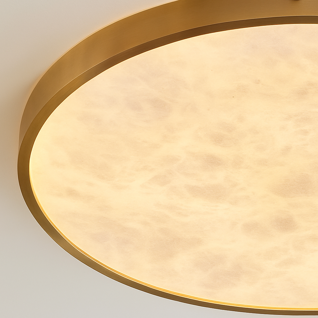 plafonnier led en marbre fin design simple et moderne en cuivre brossé - vue 10 sur 11