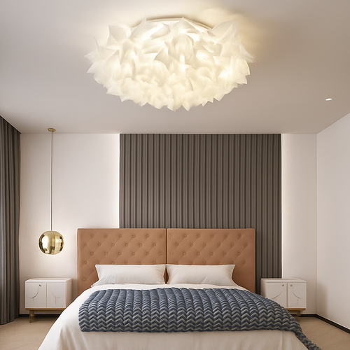 plafonnier led fleur romantique avec télécommande gradation pvc - vue 3 sur 14