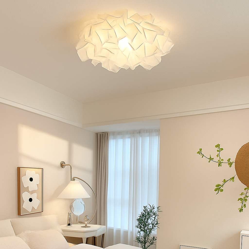plafonnier led fleur romantique avec télécommande gradation pvc - vue 3 sur 14