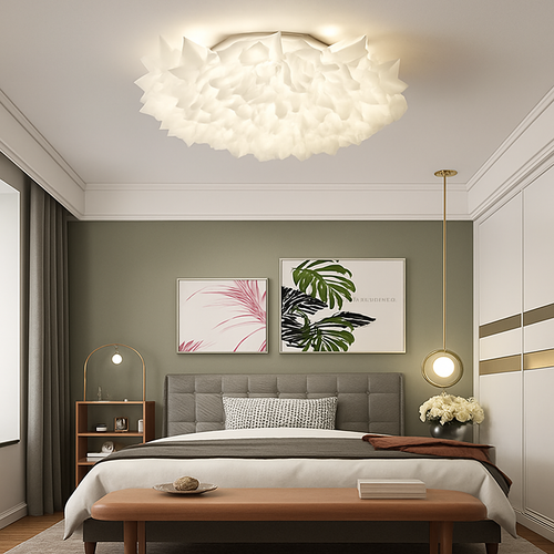 plafonnier led fleur romantique avec télécommande gradation pvc - vue 5 sur 14