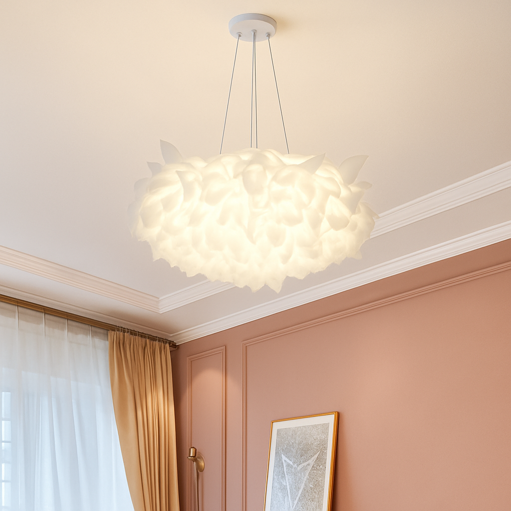 plafonnier led fleur romantique avec télécommande gradation pvc - vue 6 sur 14