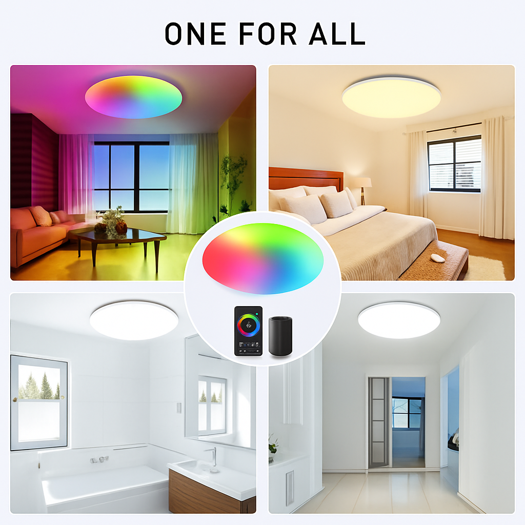 plafonnier led intelligent tuya zigbee avec commande vocale et application - vue 6 sur 8