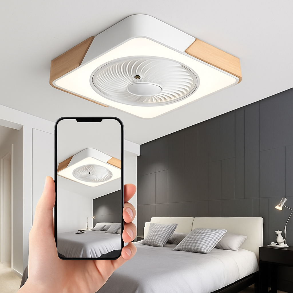 plafonnier led intelligent ventilateur de plafond moderne télécommande design fin - vue 3 sur 7