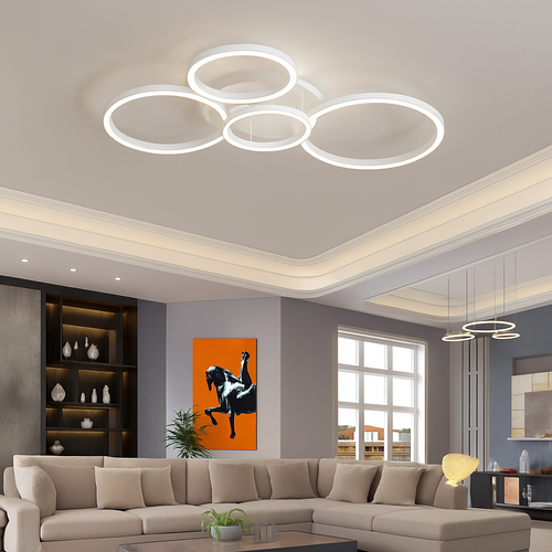 plafonnier led moderne avec anneau doré luminaire décoratif d'intérieur - vue 4 sur 18