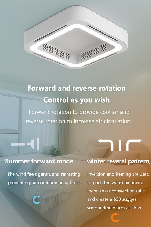 plafonnier led moderne avec ventilateur et télécommande - vue 4 sur 8