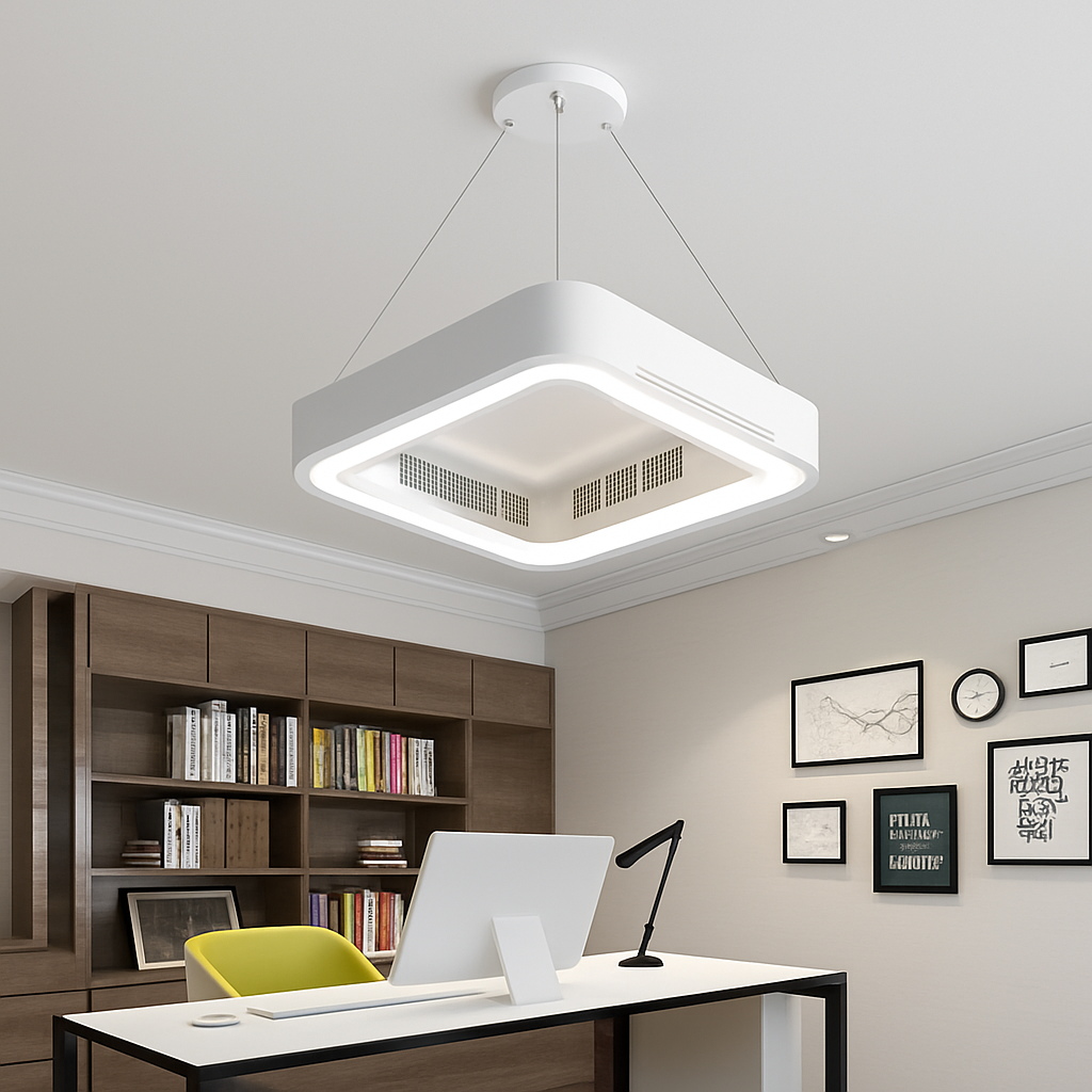plafonnier led moderne avec ventilateur et télécommande - vue 5 sur 8