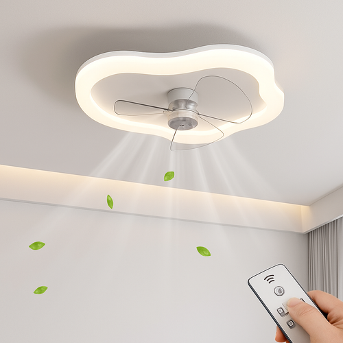 plafonnier led moderne avec ventilateur télécommandé et luminosité réglable - vue 3 sur 11