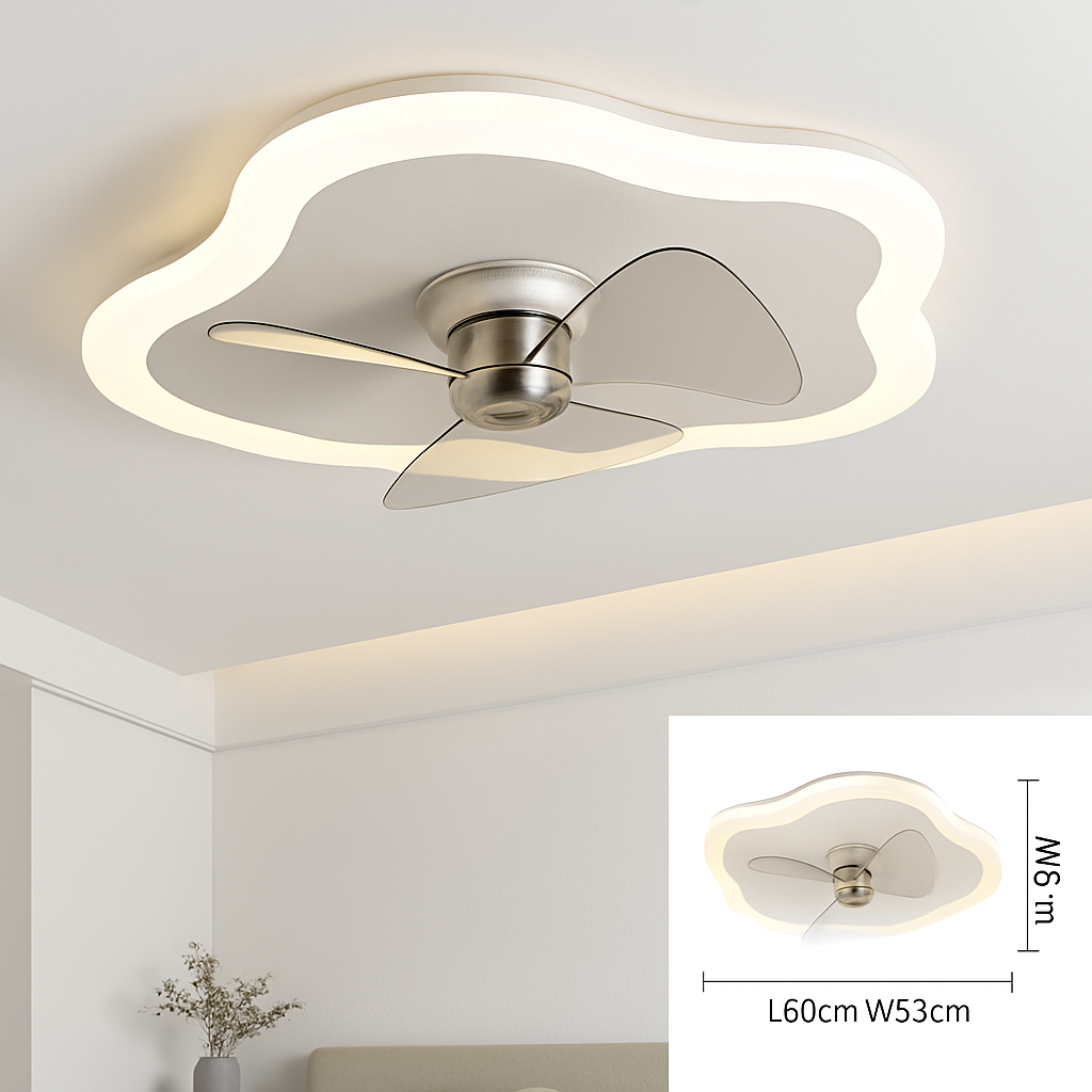 plafonnier led moderne avec ventilateur télécommandé et luminosité réglable - vue 10 sur 11