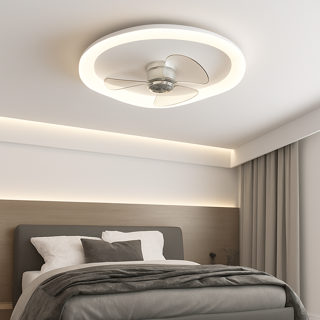 plafonnier led moderne avec ventilateur télécommandé et luminosité réglable - vue 4 sur 11
