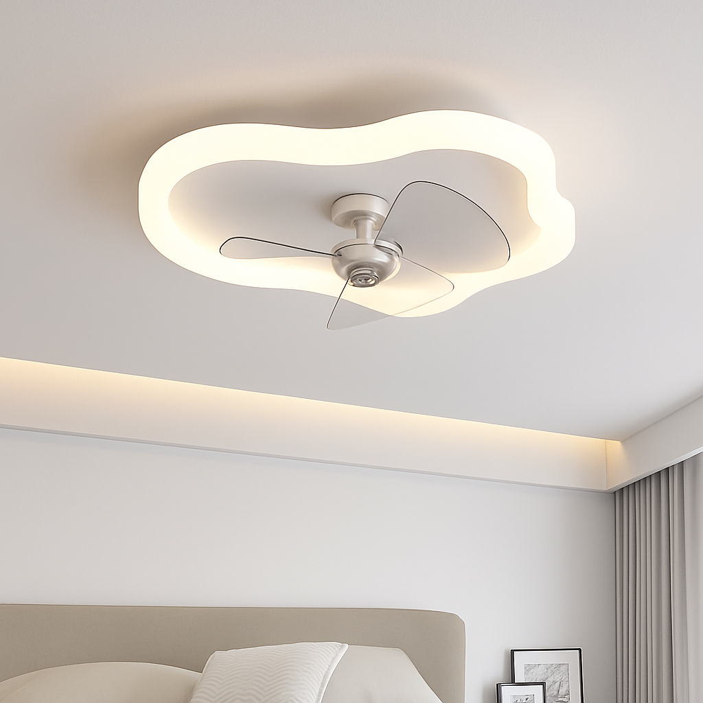 plafonnier led moderne avec ventilateur télécommandé et luminosité réglable - vue 6 sur 11