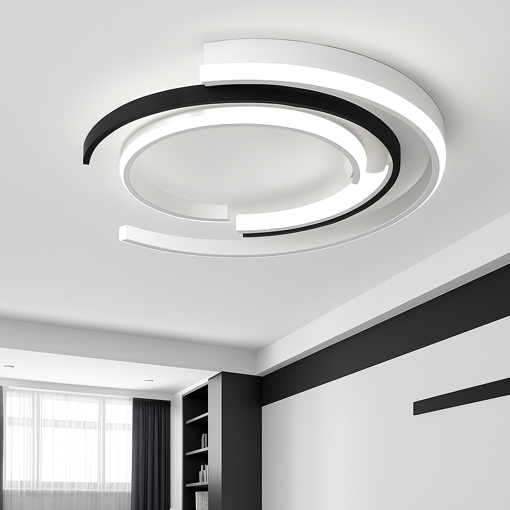 Plafonnier LED moderne en arc de cercles - vue 3 sur 4
