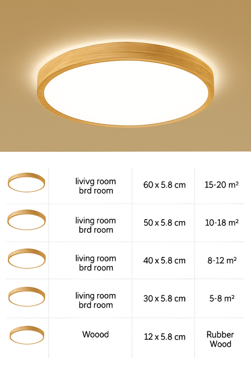 plafonnier led rond carré bois dimmable avec télécommande - vue 7 sur 15