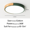 Plafonnier LED rond en métal et bois arrondi Macaron