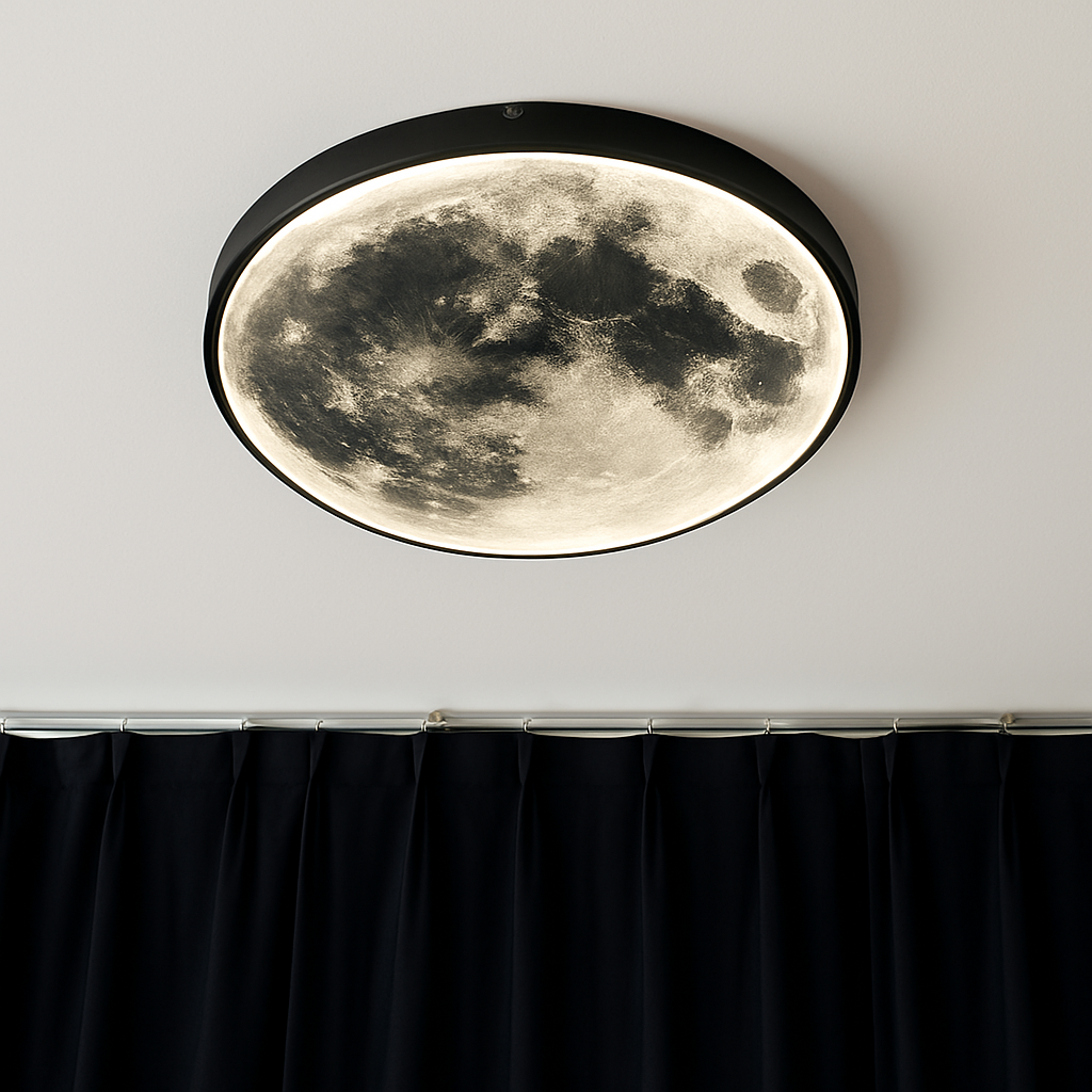 plafonnier led rond lune design nordique créatif décoratif - vue 6 sur 7