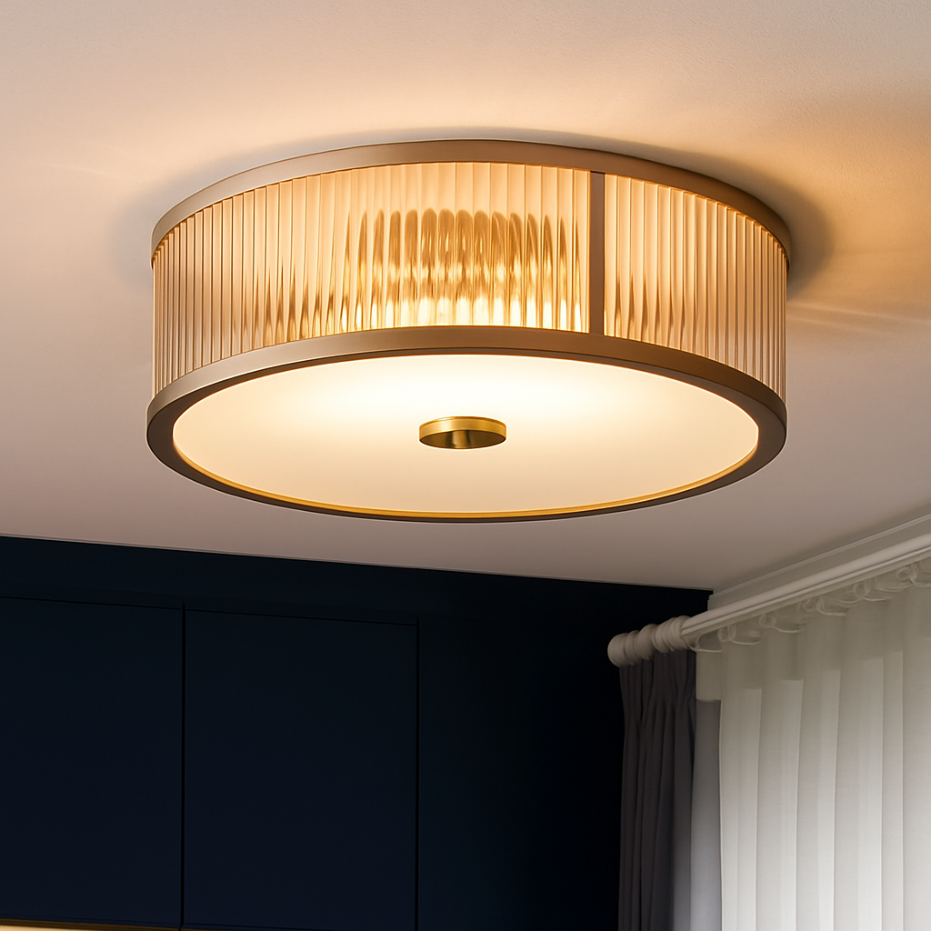 plafonnier led rond moderne minimaliste en pur cuivre seiko américain - vue 3 sur 10