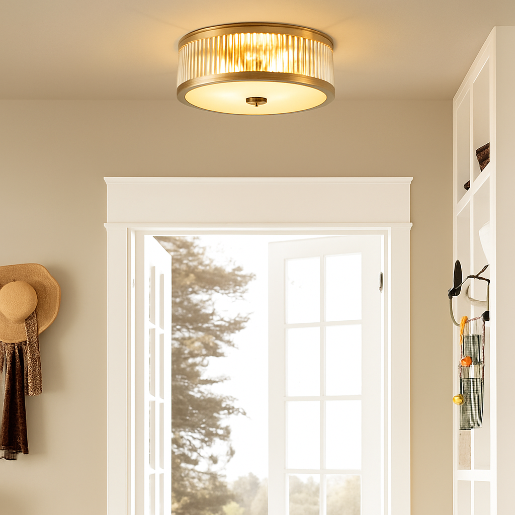 plafonnier led rond moderne minimaliste en pur cuivre seiko américain - vue 7 sur 10