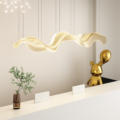 plafonnier led suspendu style art déco en fil acrylique réglable - vue 3 sur 8