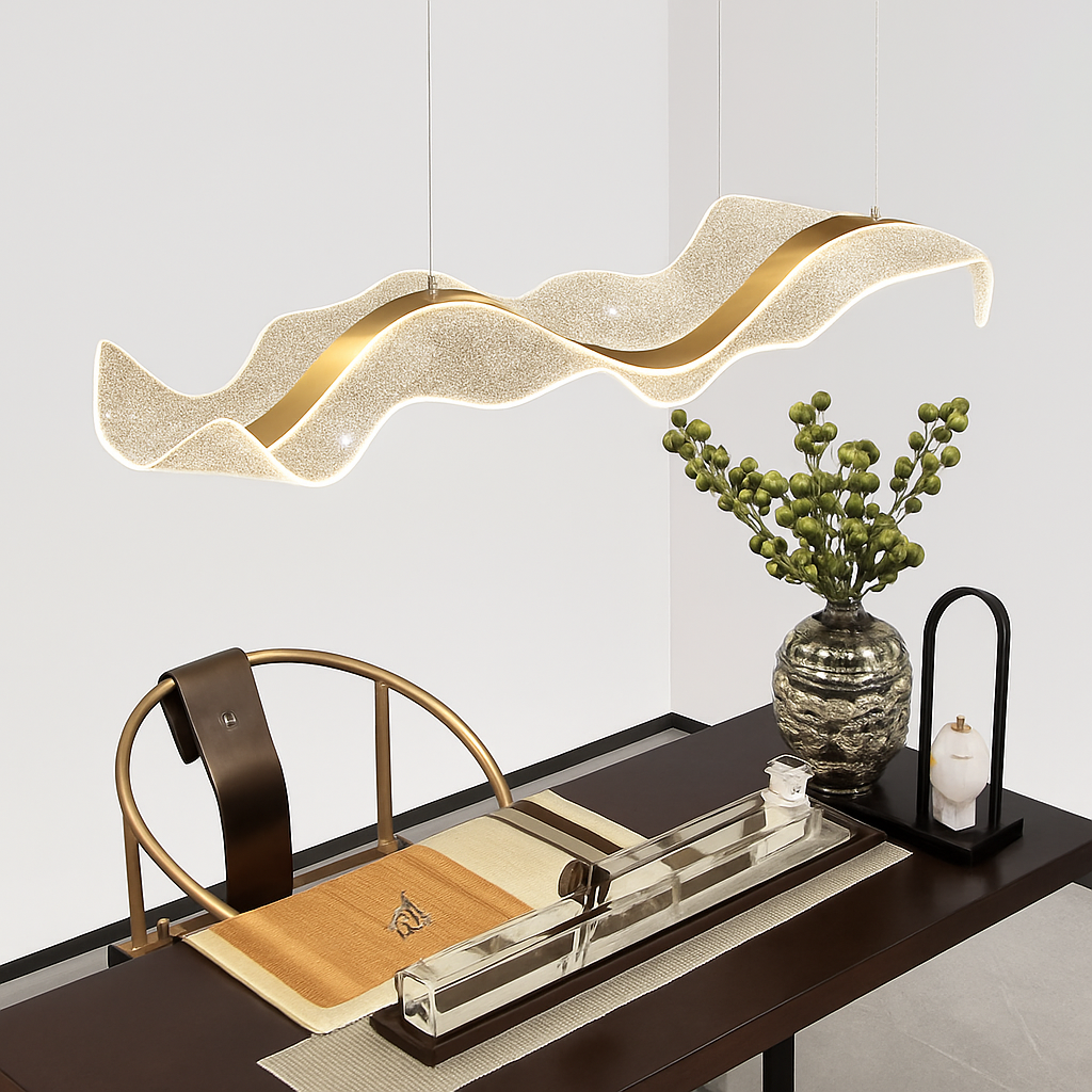 plafonnier led suspendu style art déco en fil acrylique réglable - vue 3 sur 8