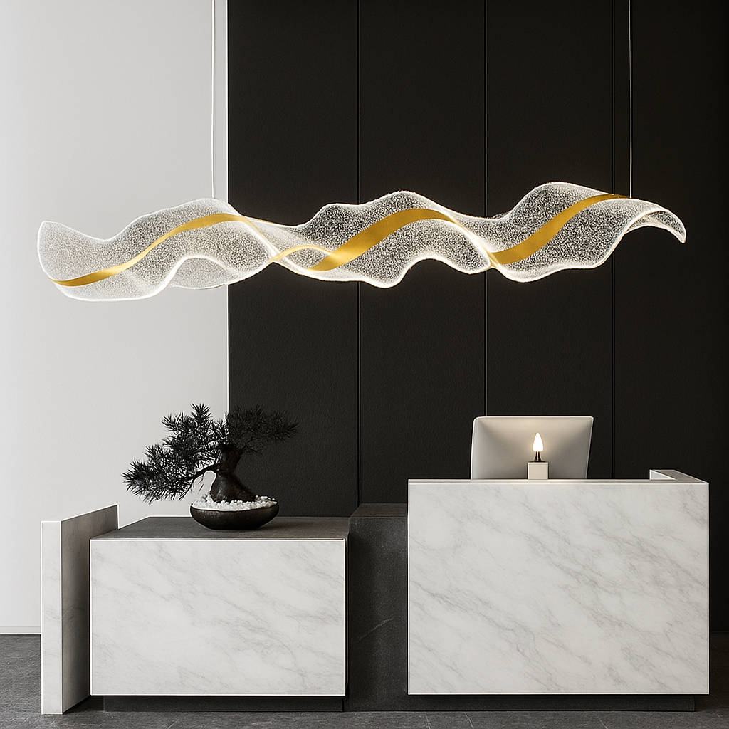 plafonnier led suspendu style art déco en fil acrylique réglable - vue 4 sur 8