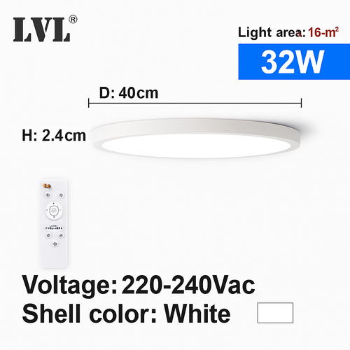 Plafonnier Led télécommandé moderne Grain de bois doré 24W 32W chambre salon cuisine salle de bains RC plafonnier à intensité variable - vue 9 sur 14