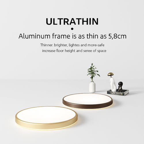 plafonnier led ultra-mince moderne grain de bois décoratif - vue 2 sur 10