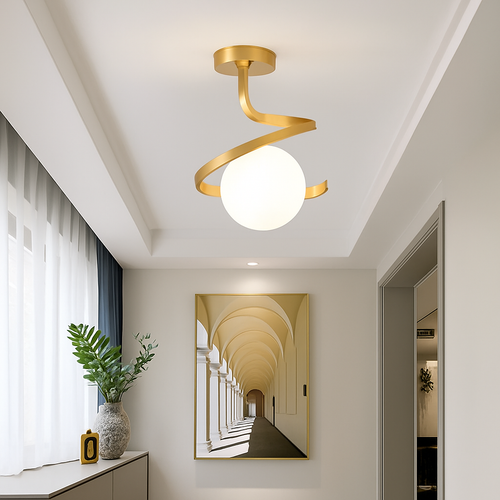 Plafonnier Luminaire Nordique Verre Boule - vue 6 sur 8