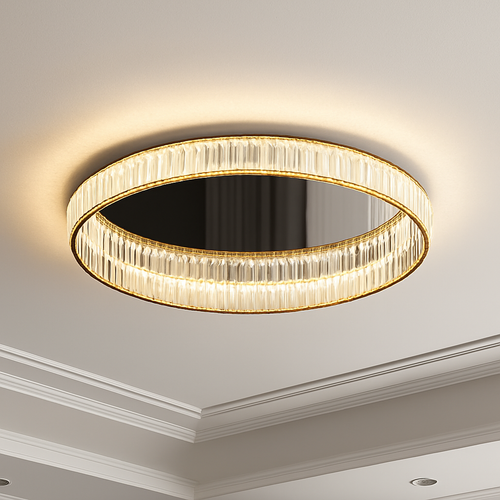 Plafonnier luxe moderne LED dorée rond - vue 2 sur 13