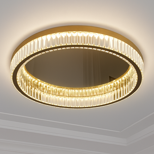 Plafonnier luxe moderne LED dorée rond - vue 5 sur 13
