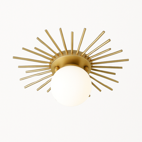 Plafonnier moderne avec boule en verre et métal doré Joha - vue 2 sur 5
