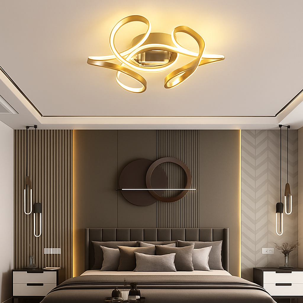 plafonnier moderne avec ventilateur silencieux et éclairage intégré