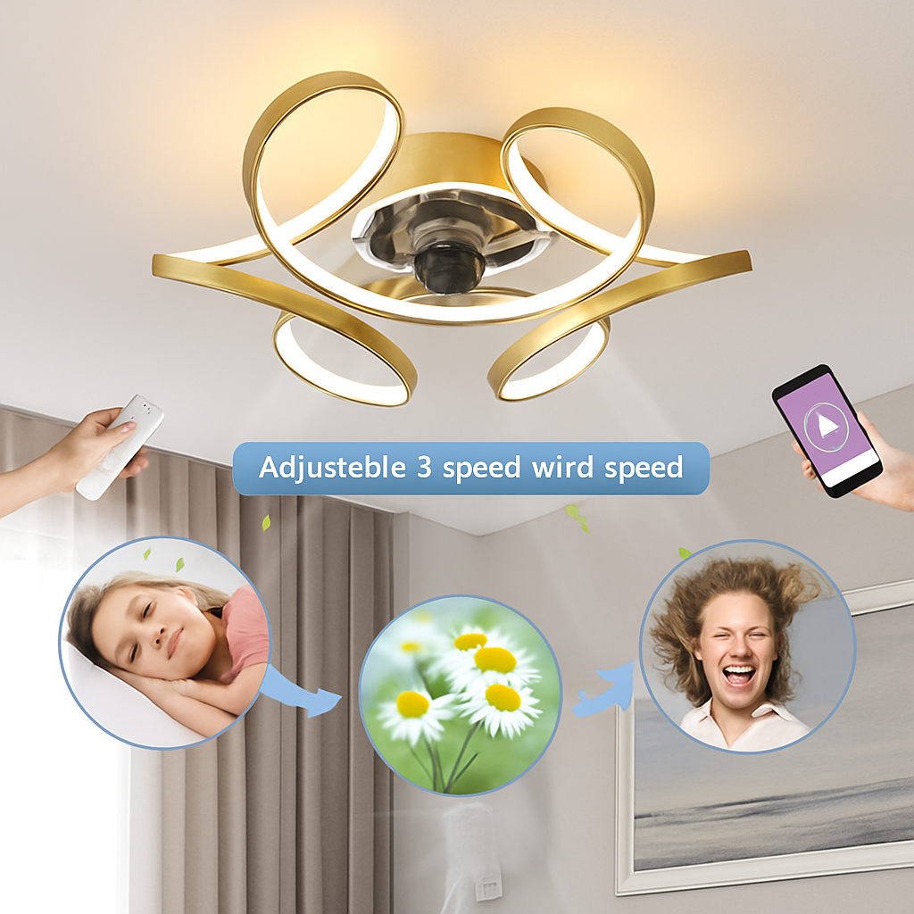 plafonnier moderne avec ventilateur silencieux et éclairage intégré - vue 5 sur 8