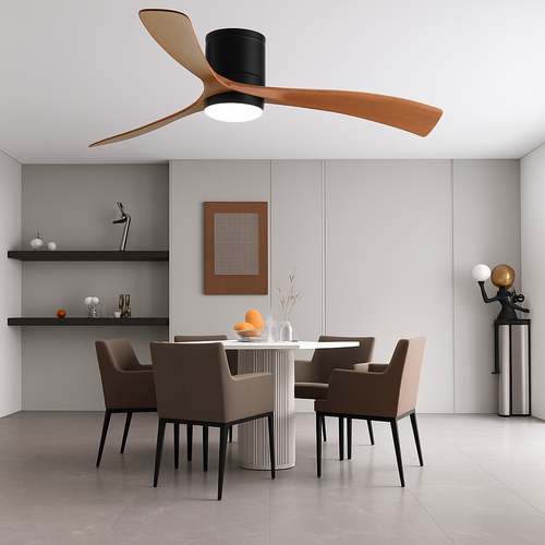 plafonnier moderne avec ventilateur télécommandé et lumière intégrée - vue 3 sur 12