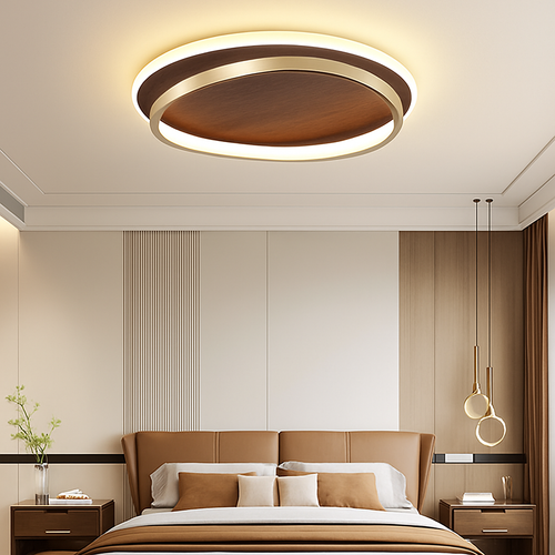 Plafonnier moderne couleur noyer led intérieur maison décor - vue 2 sur 12
